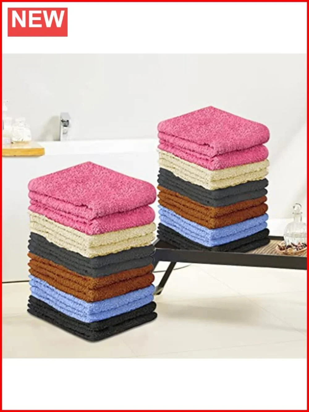 24 Pack 100% Cotton Washcloths Soft Absorbent Face Towels 12x12
